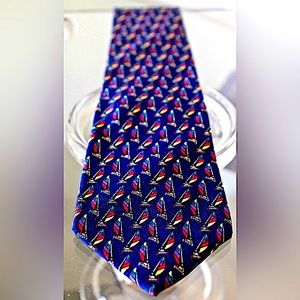 CHLOE MENS TIE SAILBOATS SILK VINTAGE 58 INCH BY 3 INCH
